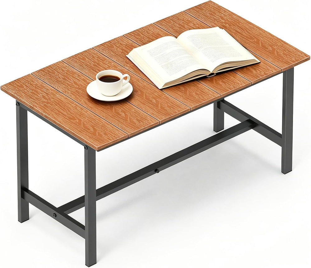 mapleway 33" Rustic Wood Patio Coffee Table Weather-Resistant Metal Frame
