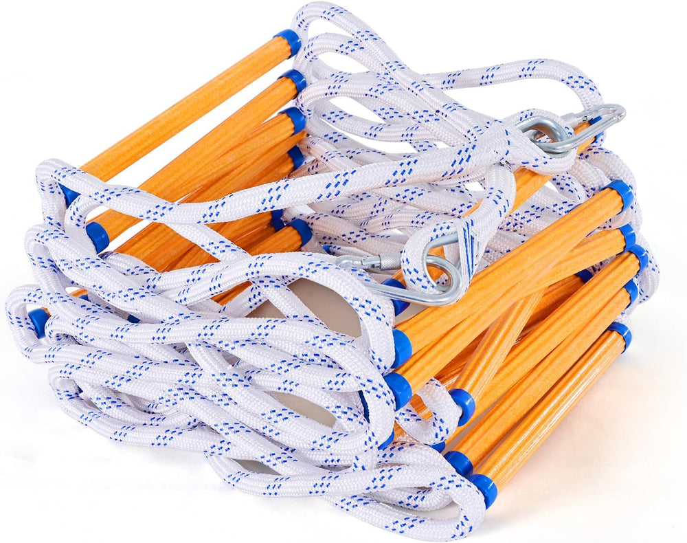 Fire Escape Ladder 2 Story, 13FT Portable Rope Ladder with 2 Hooks