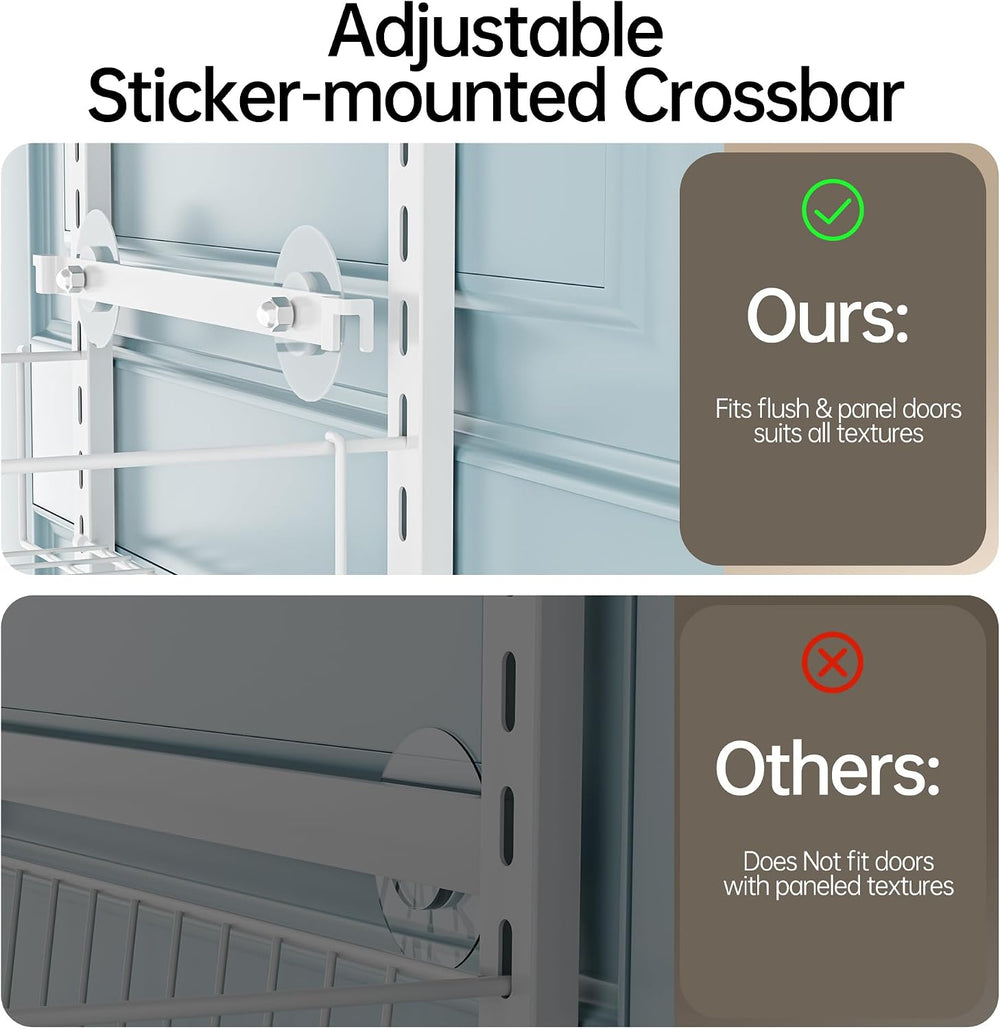 Delamu Pantry Door Organizer, Adjustable Metal Over the Door Pantry Organizer...