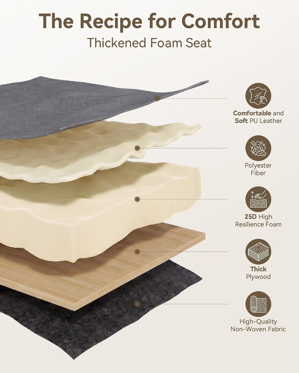 susalt upholstered faux leather dining chairs set of, close-up detail