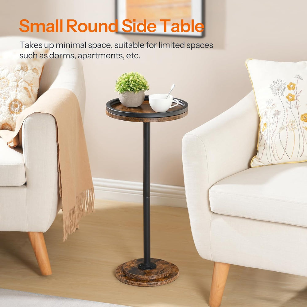 HOOBRO Small Round Side Table, Drink Table, Coffee Martini Table with Pedesta...