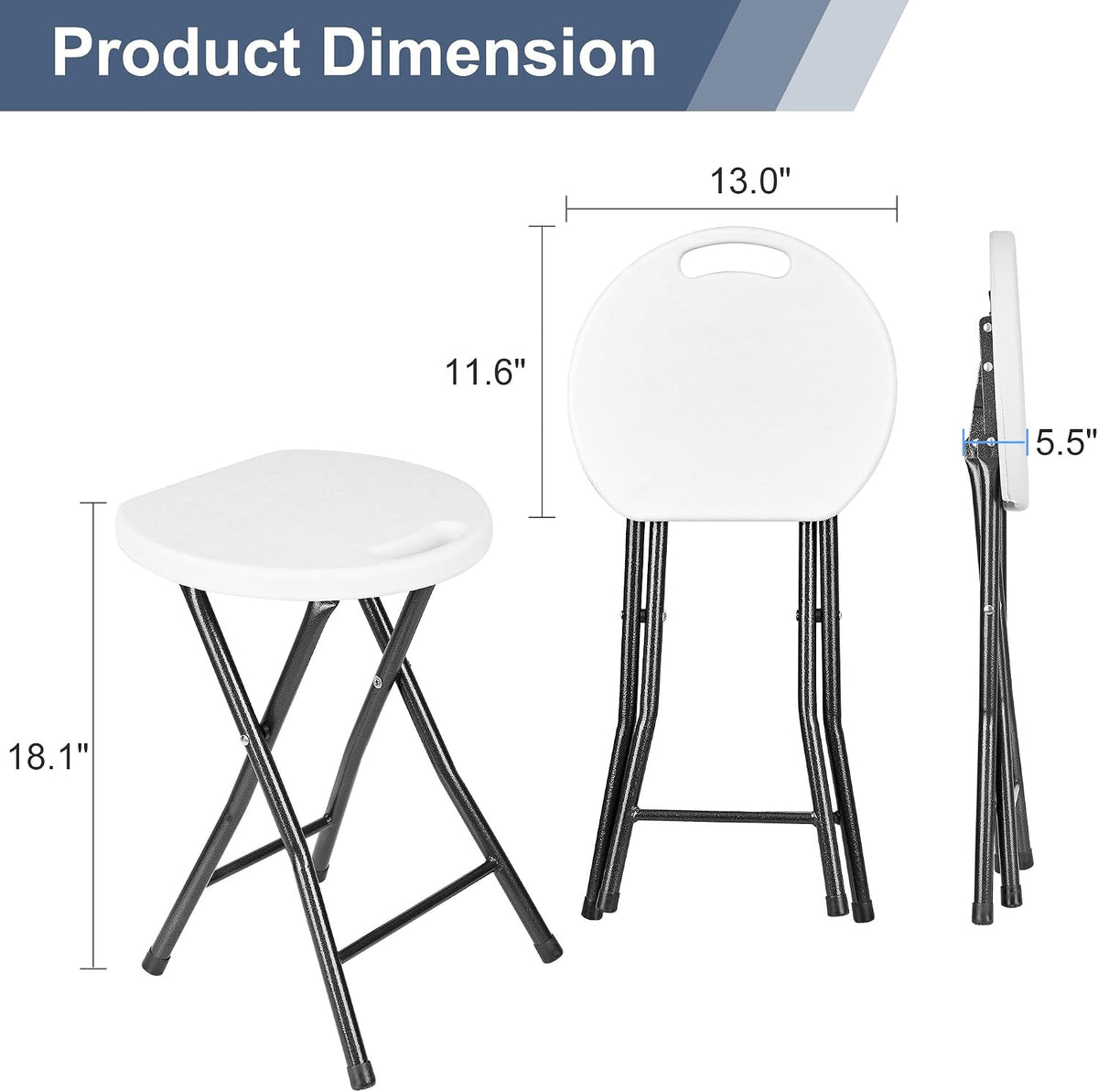vecelo folding stool 18" with handle, solid bottom shown in use