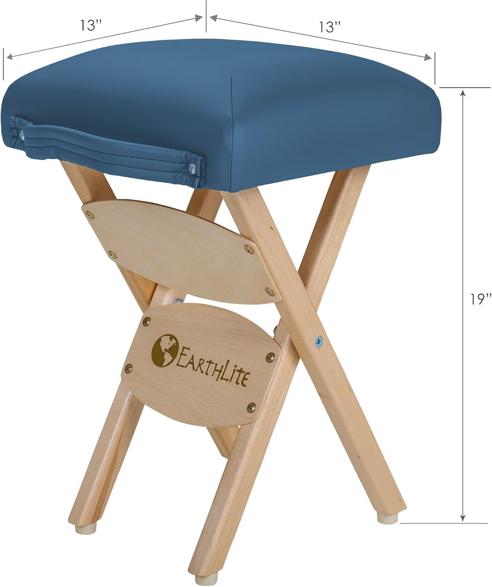EarthLite Wooden Folding Stool, 19in, Mystic Blue