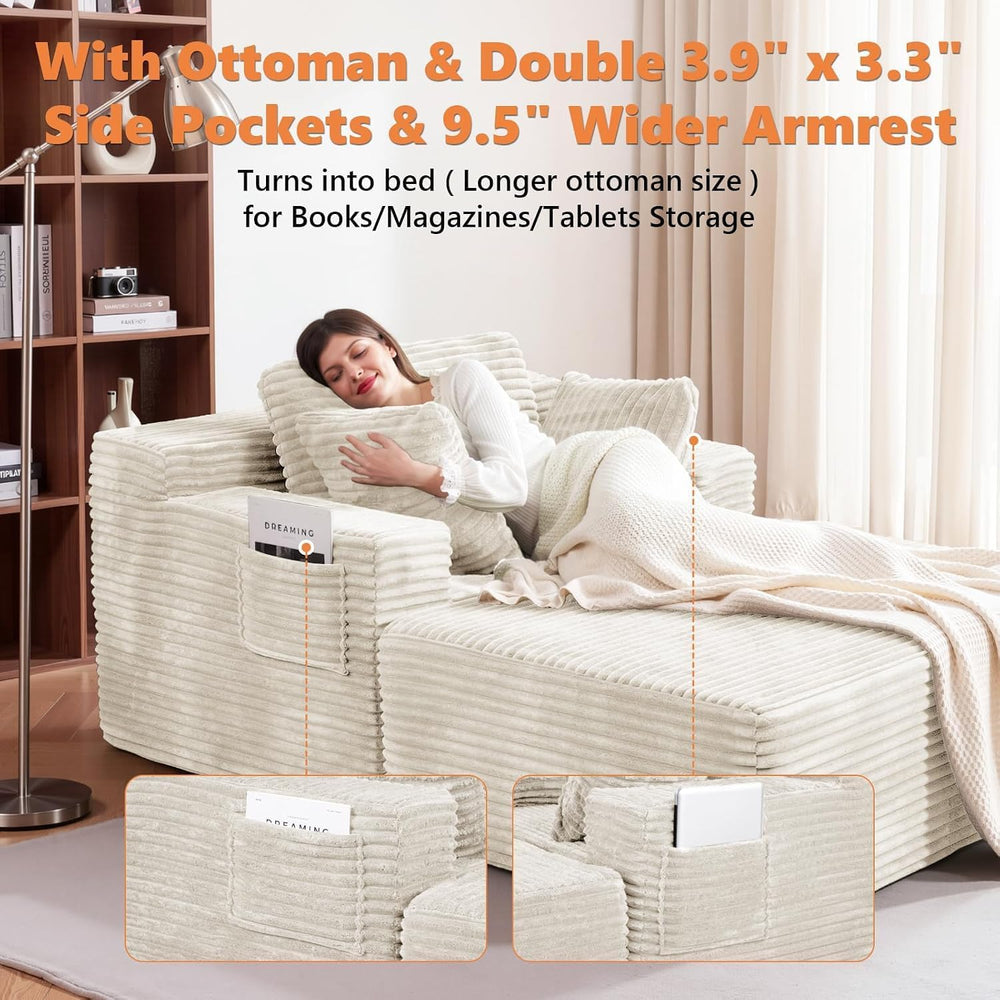 Oversized Chaise Lounge Chair Indoor, 82 inch Boneless Chair