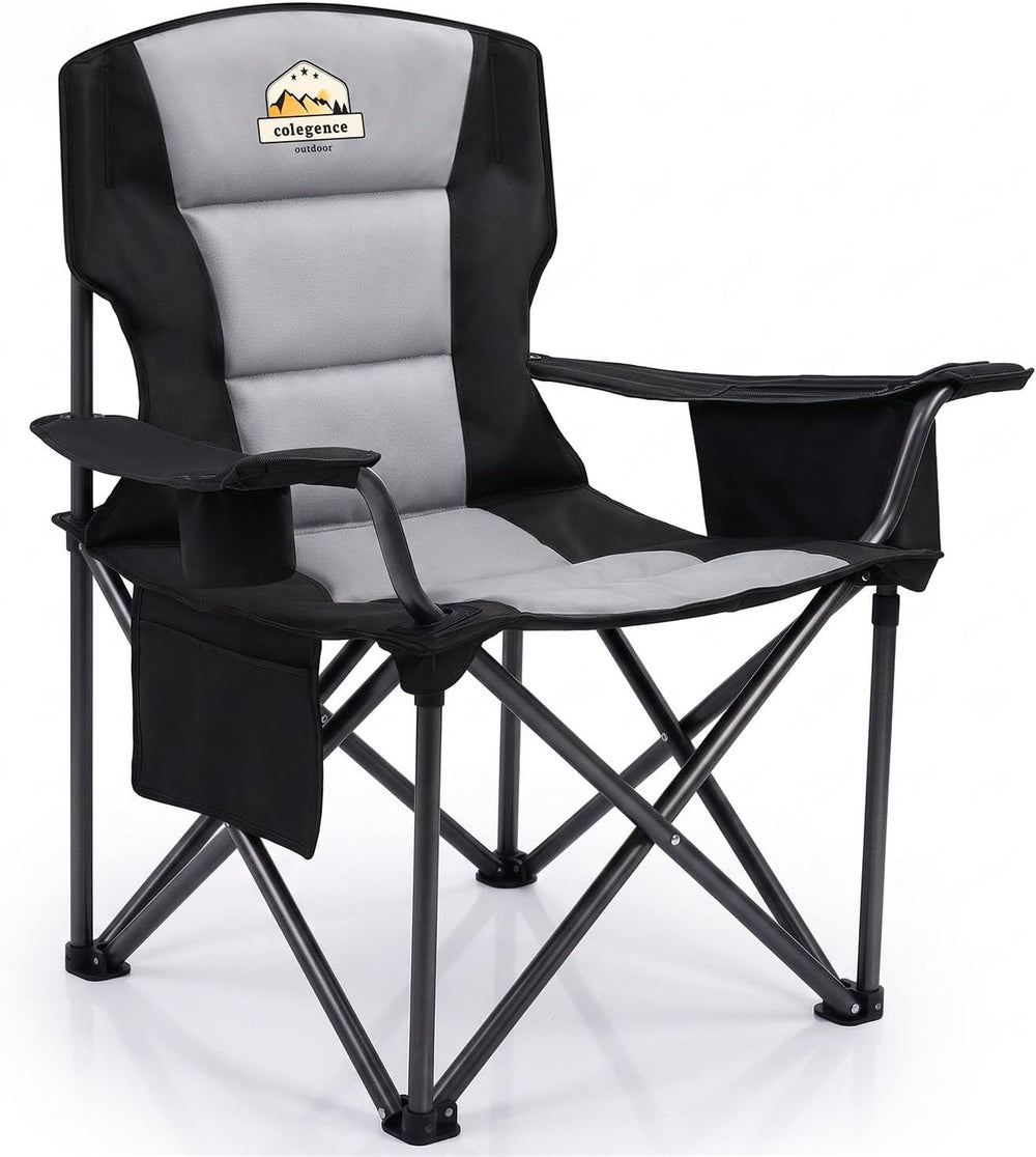 Colegence Oversized Heavy Duty Camping Chair for Adults, 450 lb, Black