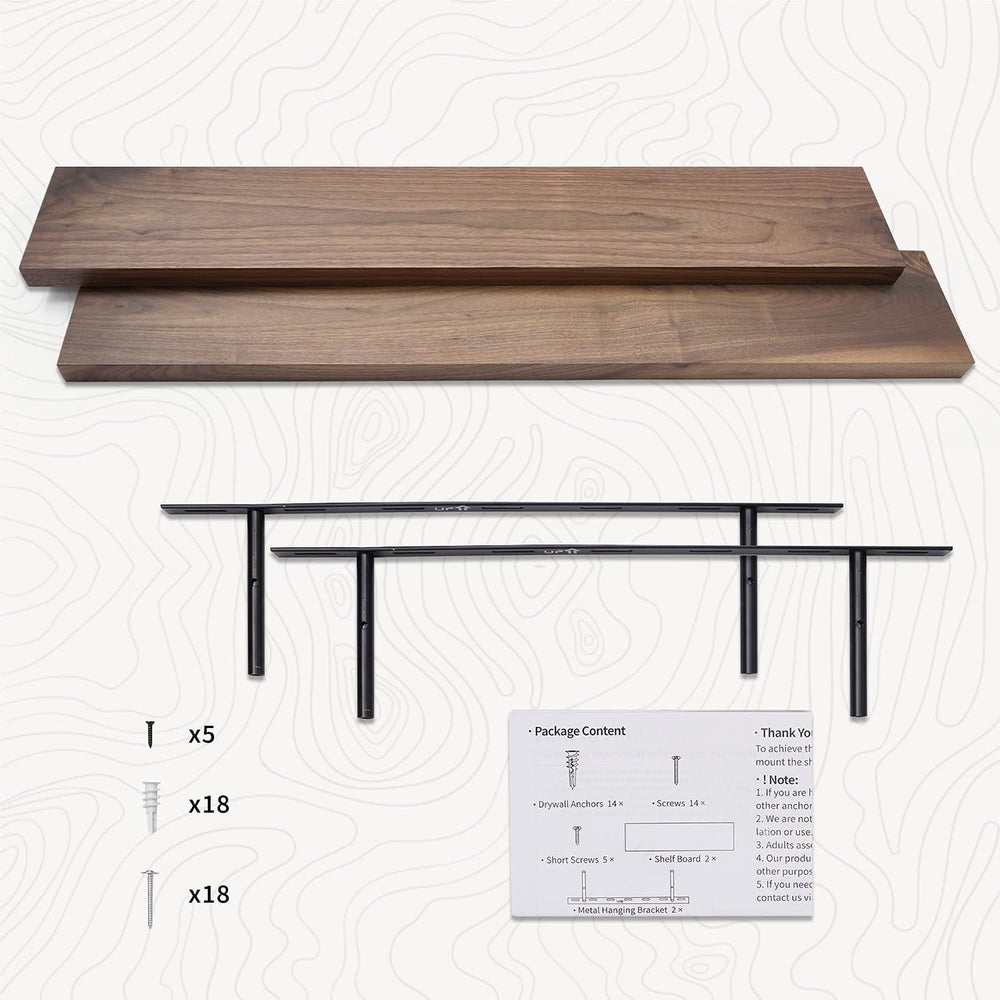 Axeman 36 Inch Solid Walnut Wood Floating Shelves, 6inch Deep Wall Shelves
