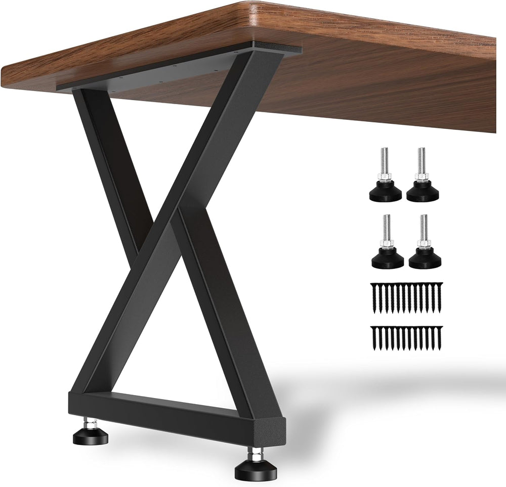 28" Heavy Duty X-Frame Metal Desk Legs, 28x18 Inch, Set of 2