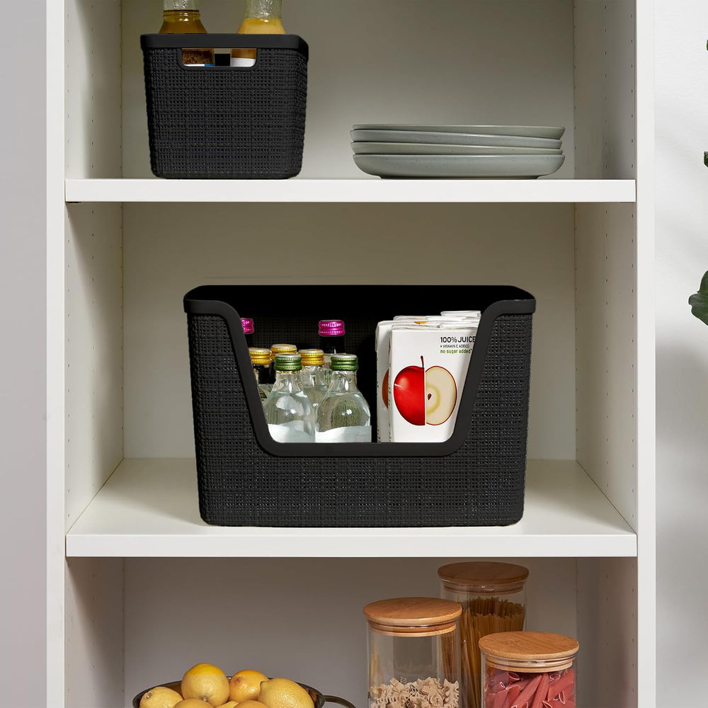 Curver Set of 4 Large 18L Easy Access Jute Decorative Plastic Organization an...