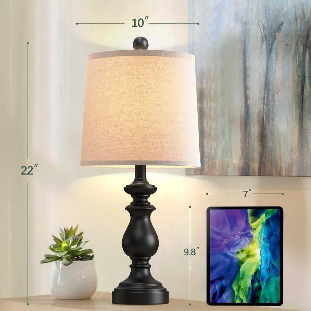 PARTPHONER Traditional Table Lamp Set of 2, Rustic Farmhouse Table Lamps for ...