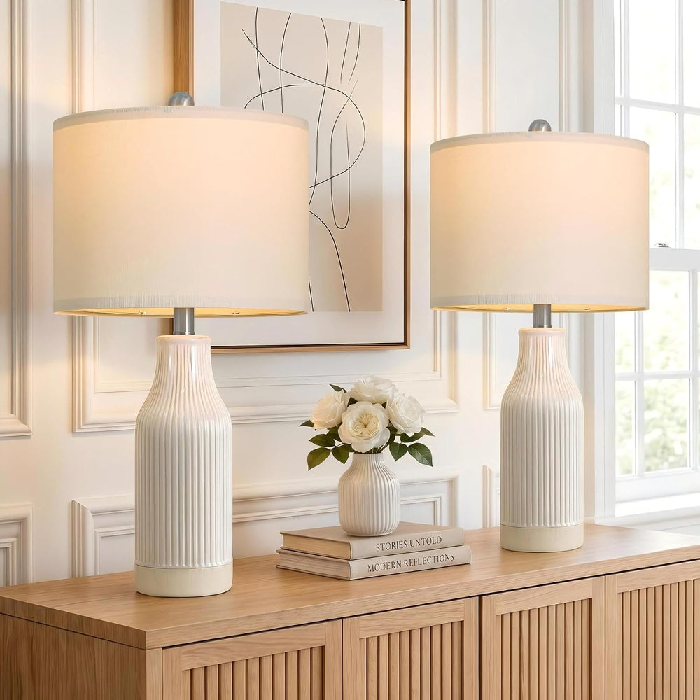 USumkky 23.75 inches Modern Ceramic Table Lamp Set of 2 for Living Room, Farm...