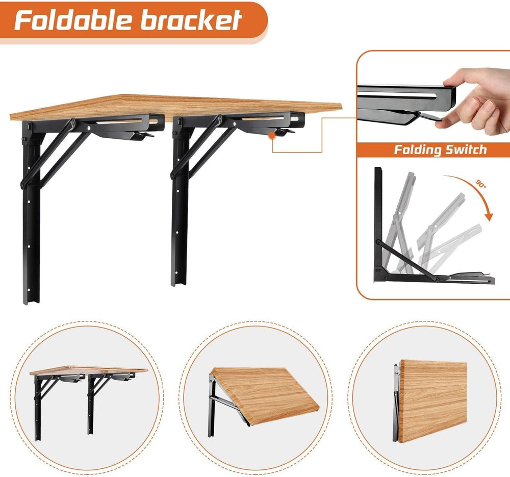 Ultrawall 24 inch Folding Shelf Brackets, Steel Wall Mounted Shelf Bracket