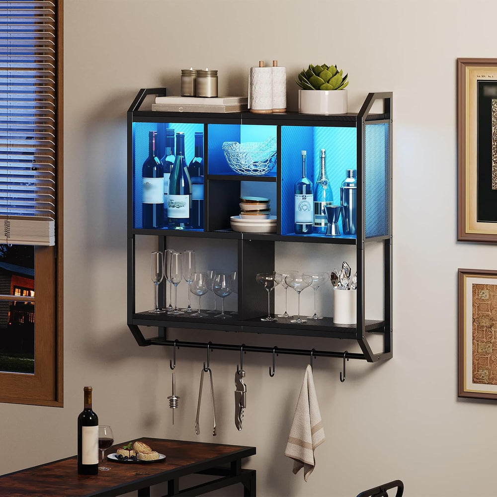 HOOBRO Gaming Floating Shelves with LED Light, 28.7" LED Wall Mounted Shelf