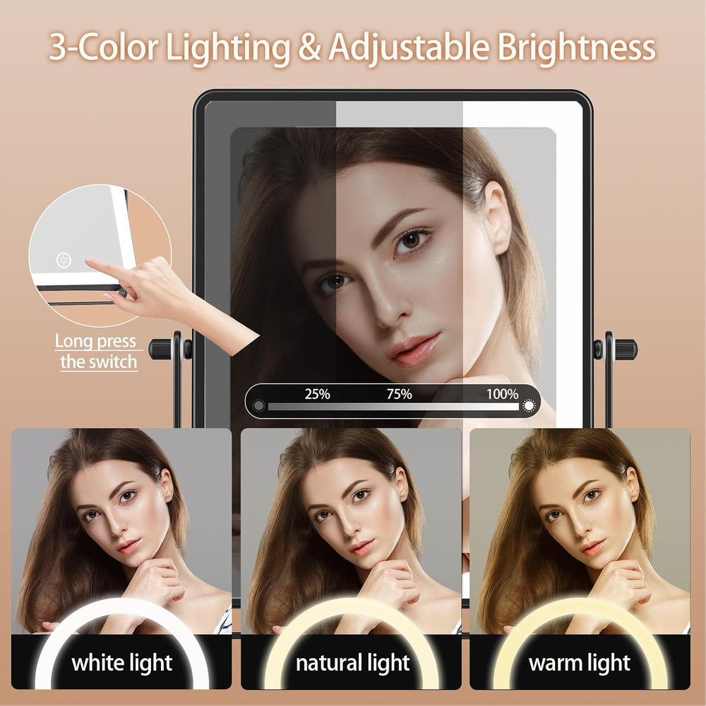 FASCINATE 8.7" 5000mAh Rechargeable Wall Mounted Makeup Mirror (Black)