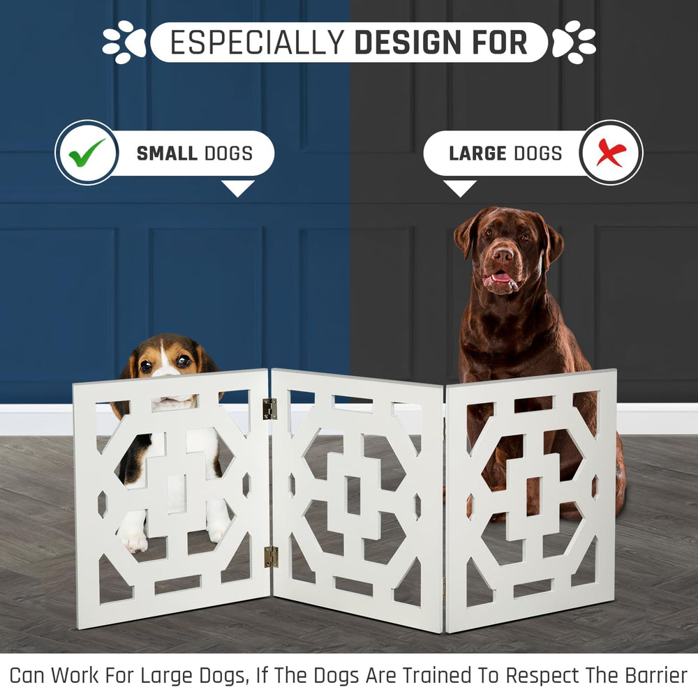 Freestanding Dog Gate Expandable Decorative Wooden Fence for Small to Medium ...