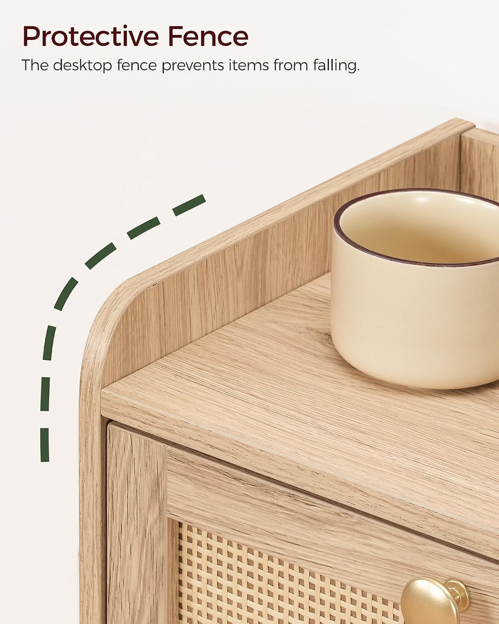 CHOEZON Nightstand with Charging Station, Side Table with Rattan-Style Drawer...