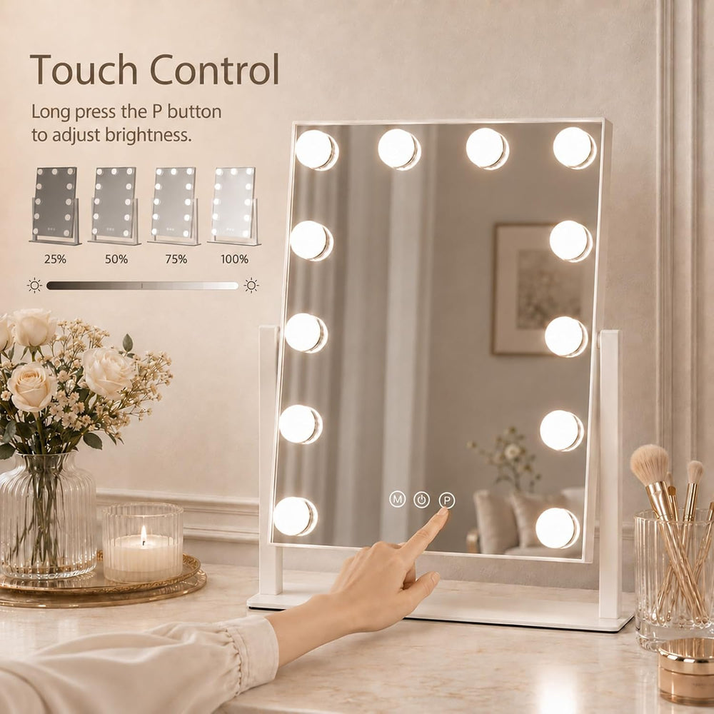 Makeup Mirror with Lights, 10X Magnification, 16.5x13.1in