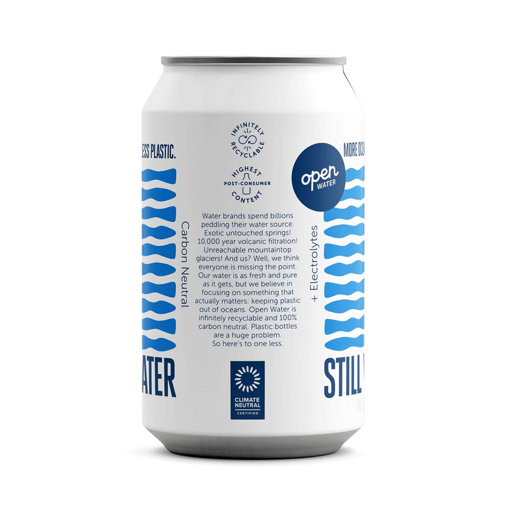 Open Water Still Water, 12oz Aluminum Cans, 4 cases (48 cans)