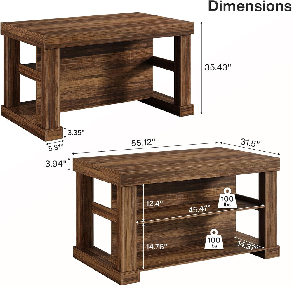 Tribesigns Kitchen Island with Storage, 55-Inch Farmhouse Stationary Island T...