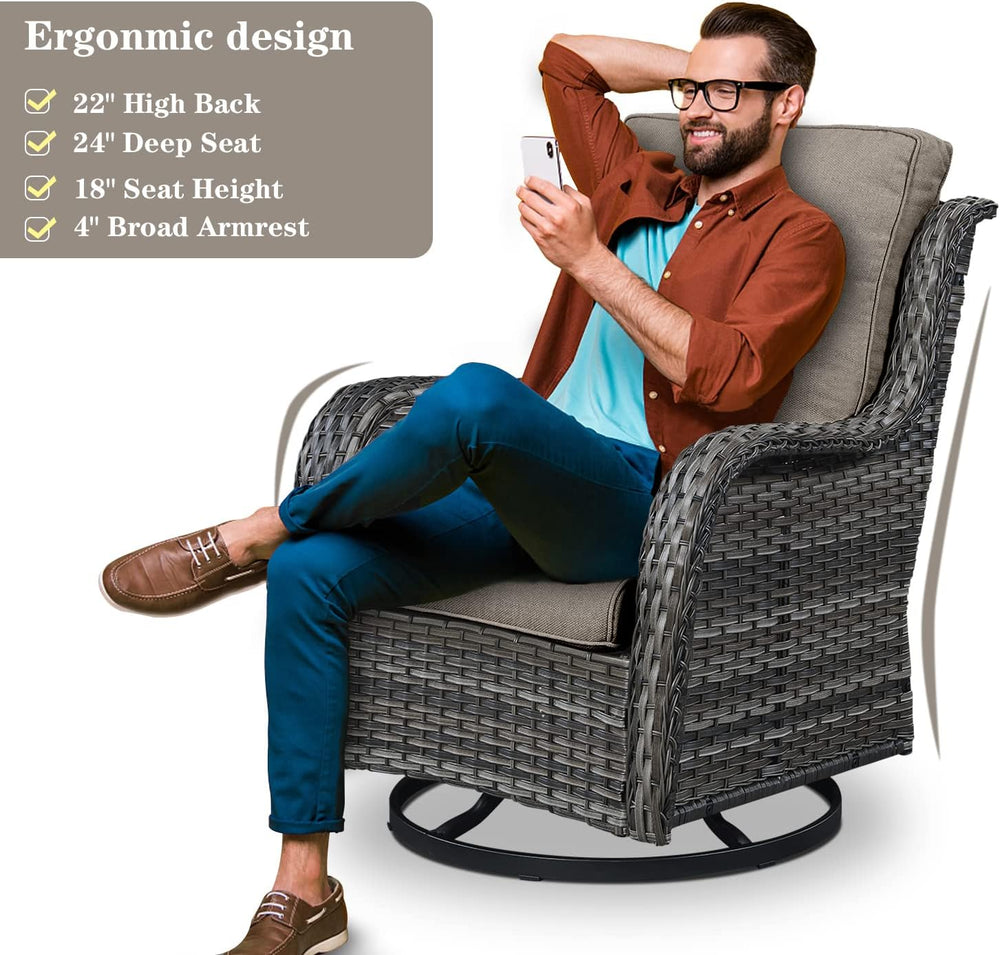 Belord 8 Piece Wicker Patio Furniture Set, Outdoor Swivel Rocker Chairs Set o...