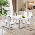 Ebullient White Dining Table Set for 6, Modern 7-Piece Dining Set