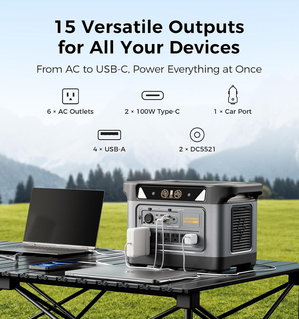 UDPOWER S2400 Portable Power Station with 210W Solar Panel