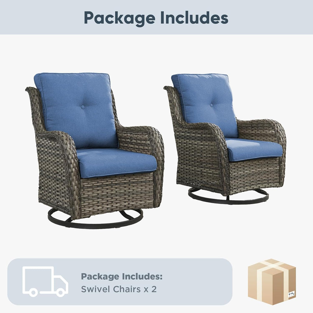 Belord Outdoor Swivel Chairs Set of 2,Patio Wicker Rocker Chairs,All Weather ...
