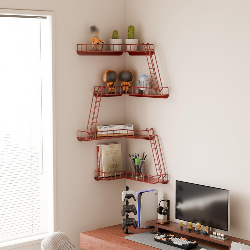 Fire Escape Wall Shelf - Modern City Style 4-Tier Corner Wall Shelves, Easy t...