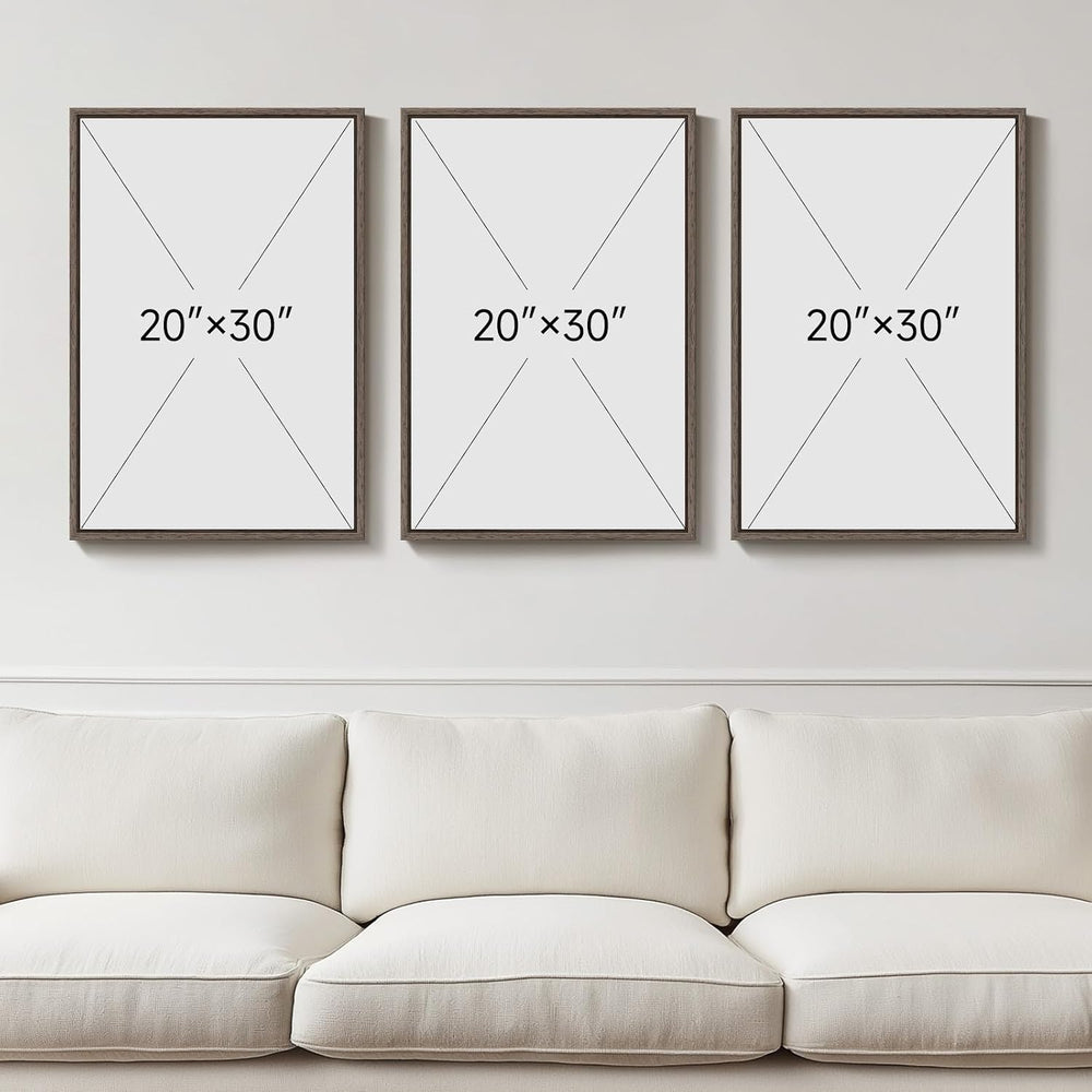 Large Framed 3 Piece Vintage Botanical Wall Art for Living Room, 20x30 In