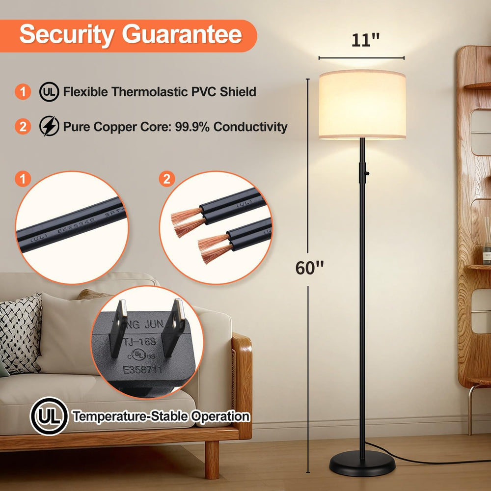 【Upgraded】 Dimmable Floor Lamp for Living Room,1000 Lumens Bulb Included, Mod...