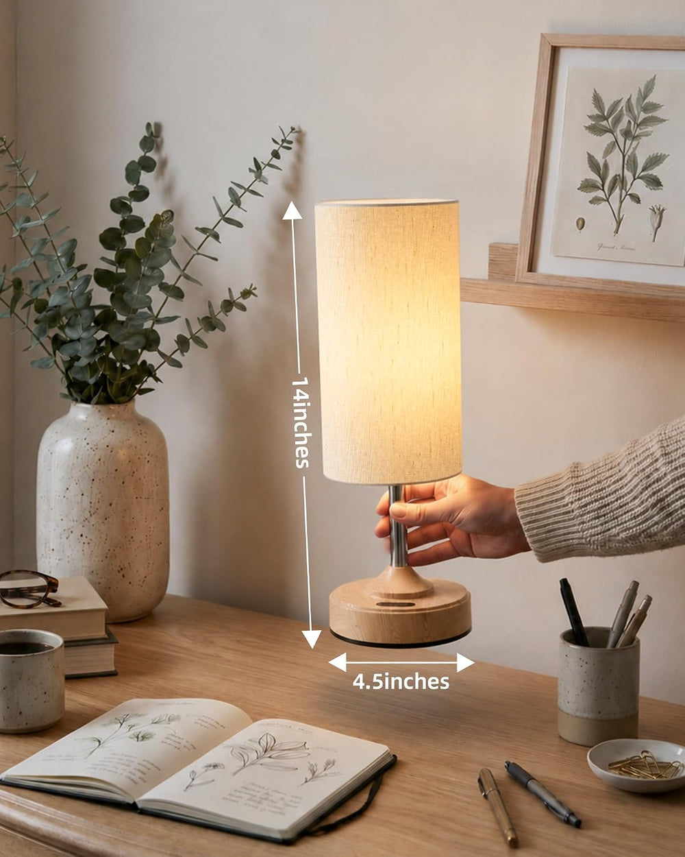EZVALO Dimmable Cordless Table Lamp, Small Ambient Light with Timer