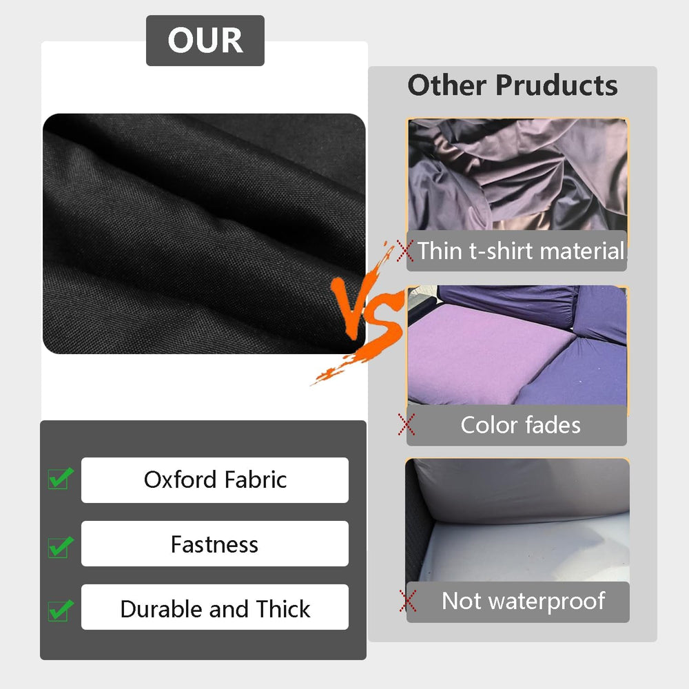 FLYMEI Patio Cushion Covers 25x25x5, Black, 4Packs