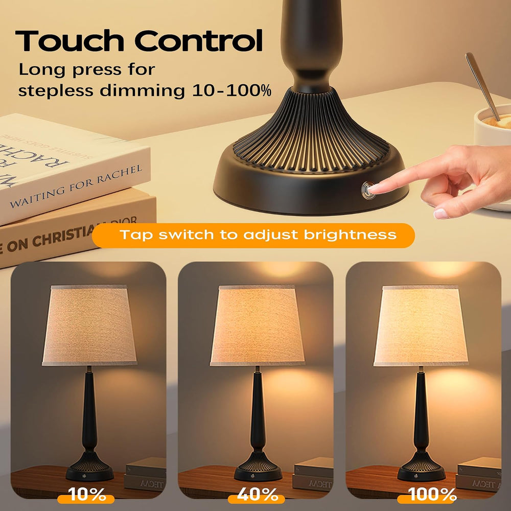 PARTPHONER Cordless Table Lamp, 5000mAh Battery Rechargeable Touch Lamp, 3-Le...