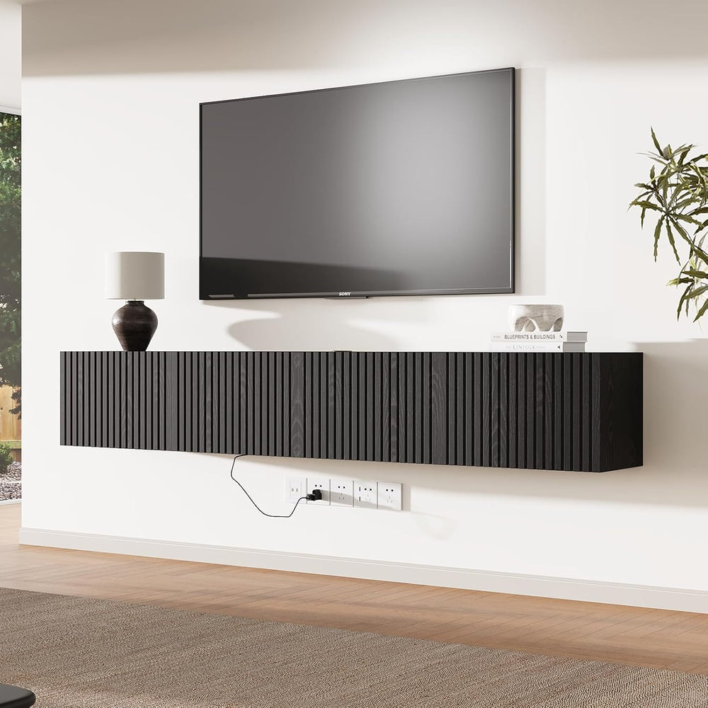 DHMAKER 71“ Floating TV Stand Wall Mounted w/Power Outlet for TVs up to 80"