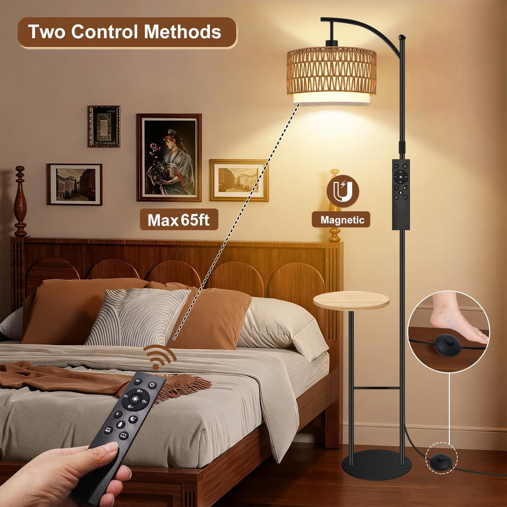 Floor Lamp with Shelves Dimmable, 3 Color Modes for Living Room