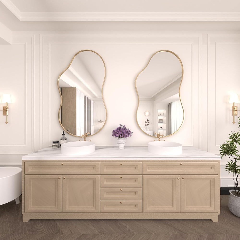 WEER Gold Irregular Wall Mirror for Bathroom 26X46 Inch