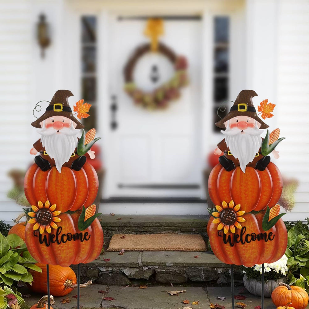 Fall Gnome Yard Stakes Large 39.3inch for Thanksgiving Decor