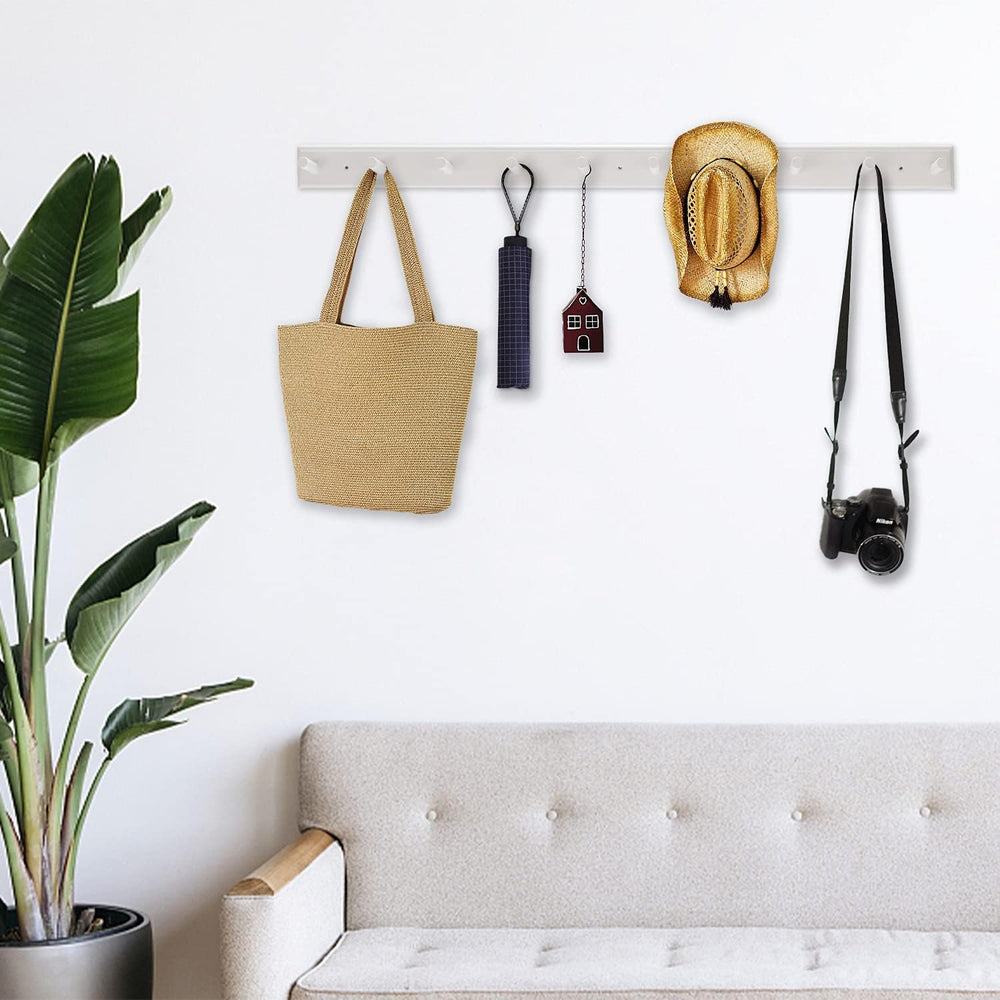 10 Hook Coat Rack Wall Mounted, Long 38 Inches Wooden Wall Coat Hanger with 1...