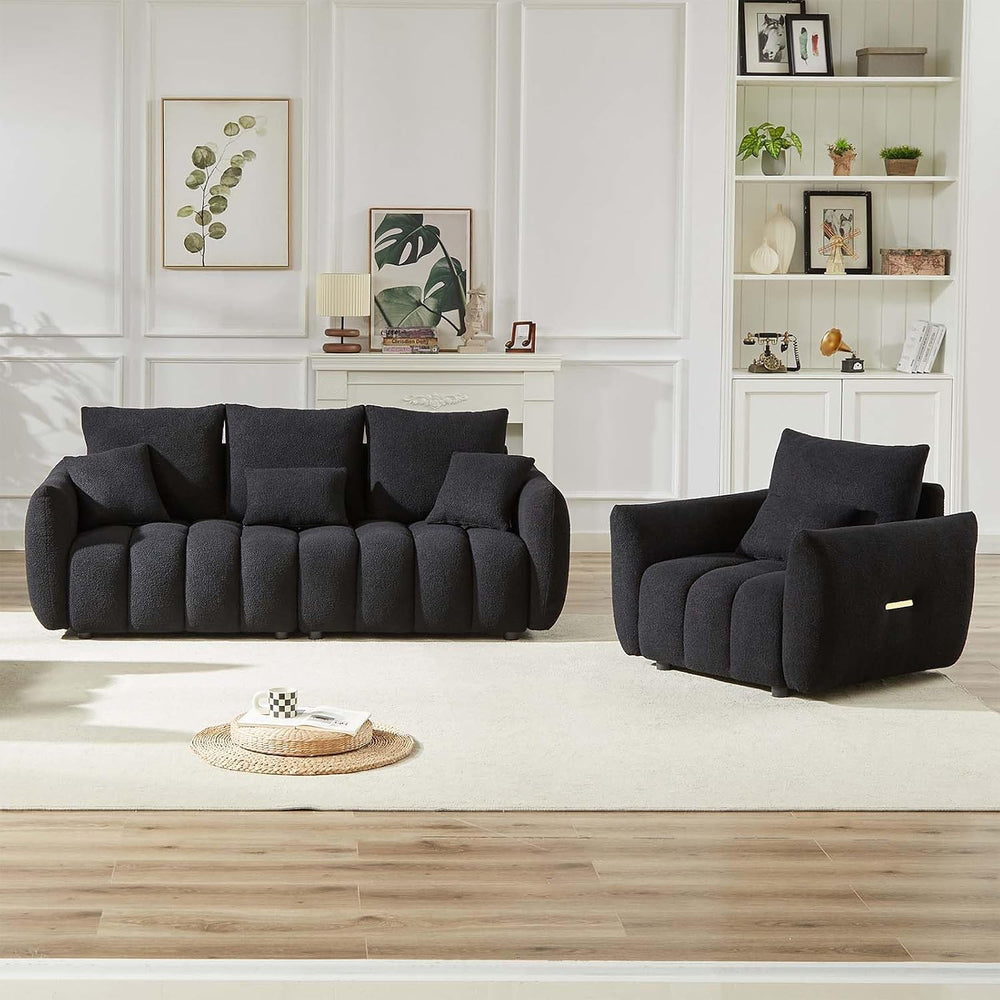 Antetek 35" Modern Accent Single Sofa Chair, Comfy Deep Seat Teddy Fabri...