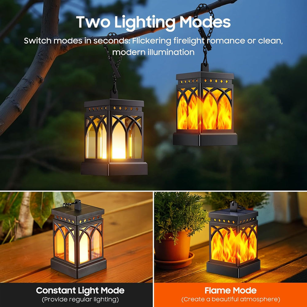 KOOPER 4 Pack Solar Lanterns Outdoor, Flickering Flame Halloween Decor