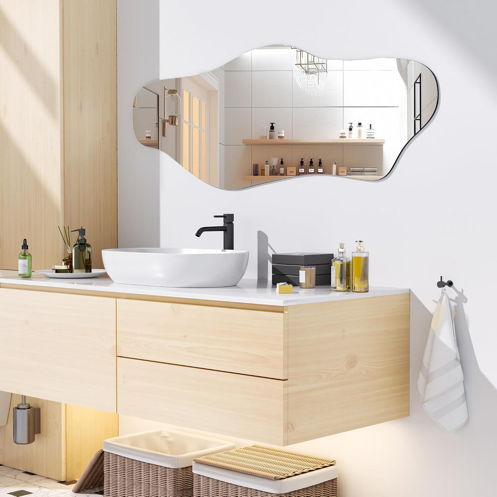 Hasipu 55"x20" Irregular Wall Mirror Frameless Asymmetrical Mirror ...