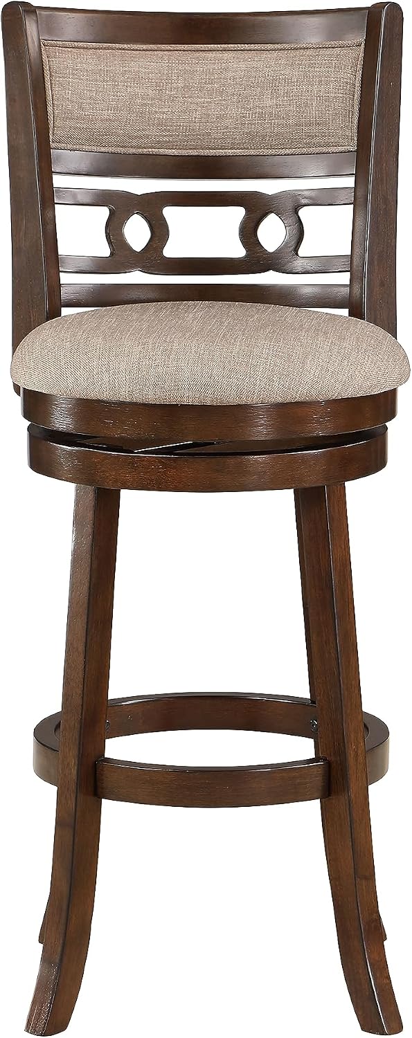 New Classic Home Furnishings Gia 29" Swivel Barstool-Cherry W/Brown Fabr...