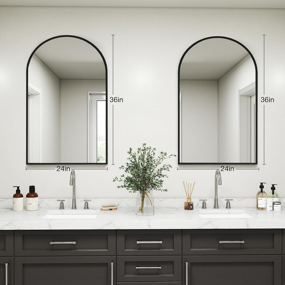 NEWBULIG 24"X36" Arched Bathroom Mirror for Over Sink, Wall Vanity ...