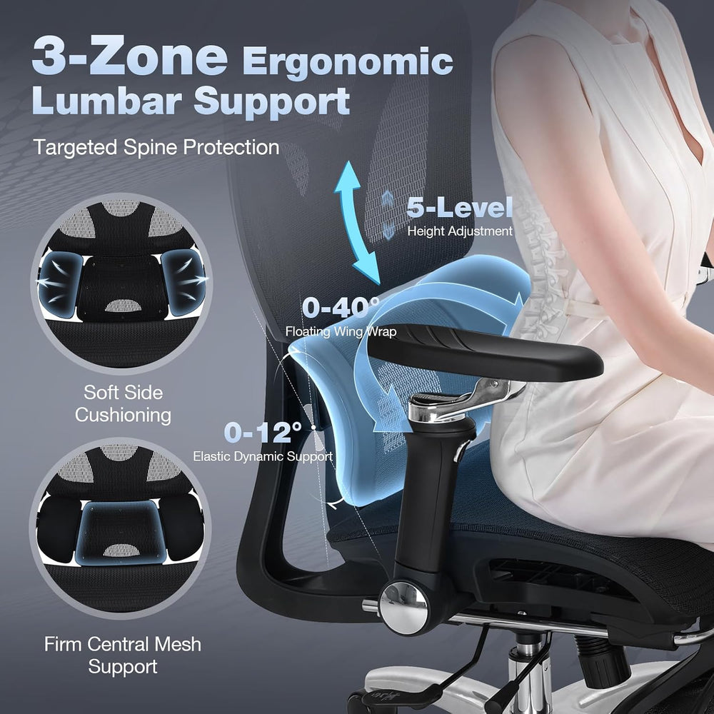 MALOL Ergonomic Office Chair, 400lbs High Back Mesh Desk Chair with 6D Armres...