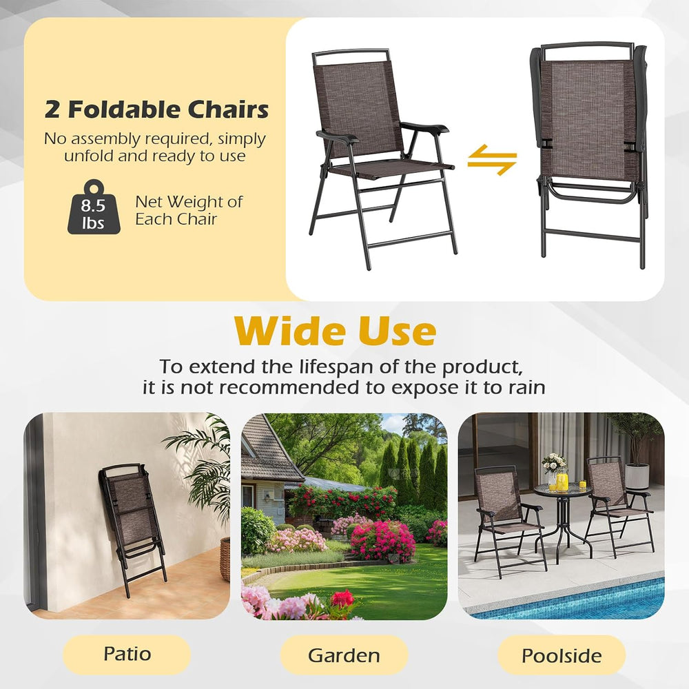 Goplus Bistro Table and Chairs Set of 2, Outdoor 3 Piece Patio Bistro Set wit...
