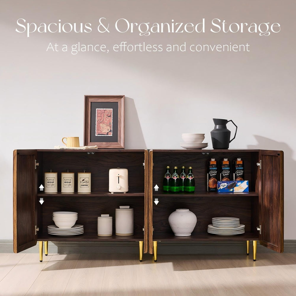 Sideboard Buffet Cabinet with Storage, 92.1" W Modern Credenza w/Adjusta...