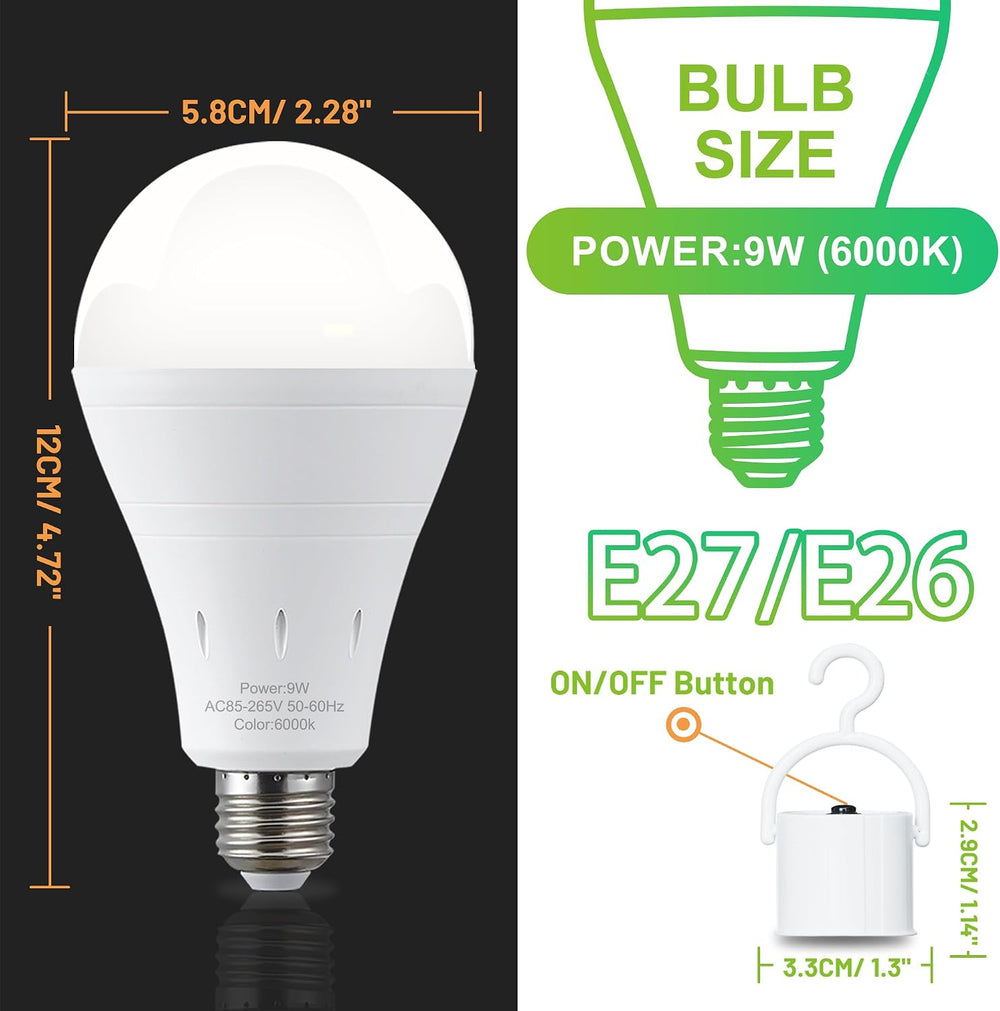 DEBAOBULB 6 Pack Rechargeable Emergency Light Bulbs, Battery Powered LED Ligh...