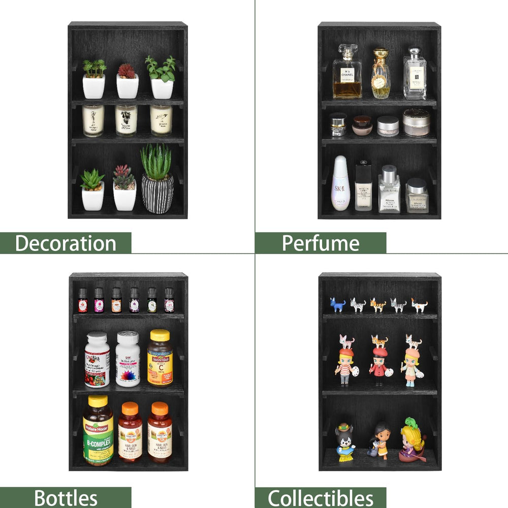 Ikee Design Wall-Mount Wooden Display Shelf with 5 Adjustable Shelves (