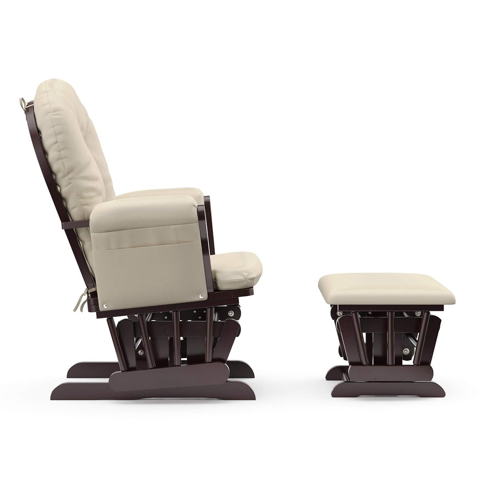 Storkcraft Premium Hoop Glider & Ottoman, Espresso with Beige