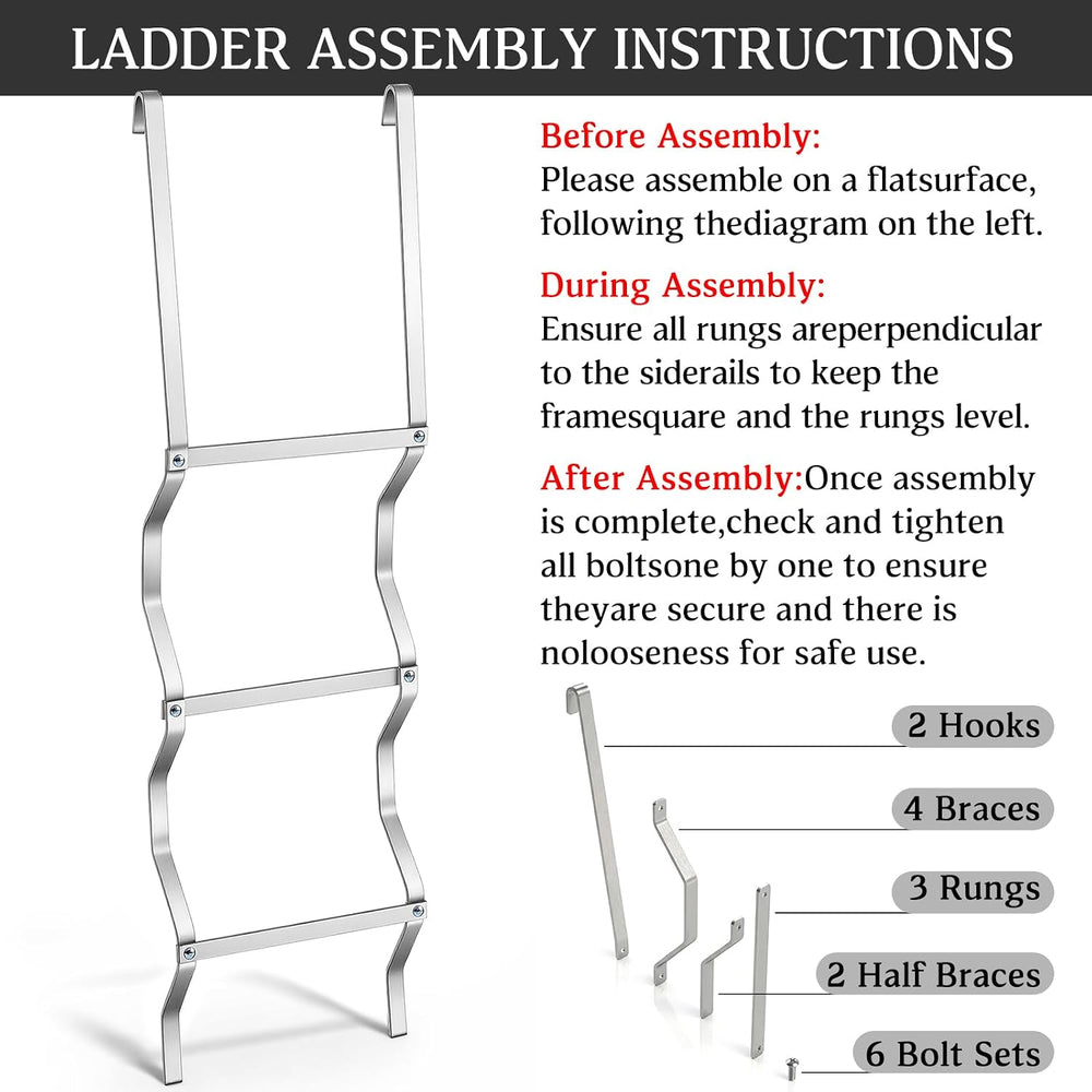 Shimeyao 1 Pcs Egress Window Well Ladder 3 Step, 14" W x 50" H