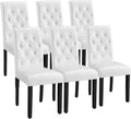 Yaheetech Dining Chairs Set of 6 Button Tufted Kitchen Chairs White